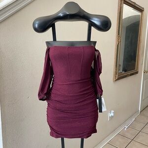 Xtraordinary Burgundy Glitter Mini Dress